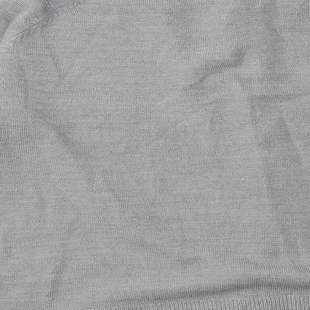 Classic Womens Grey Crew Neck Acrylic Cardigan Jumper Size M - soft touch