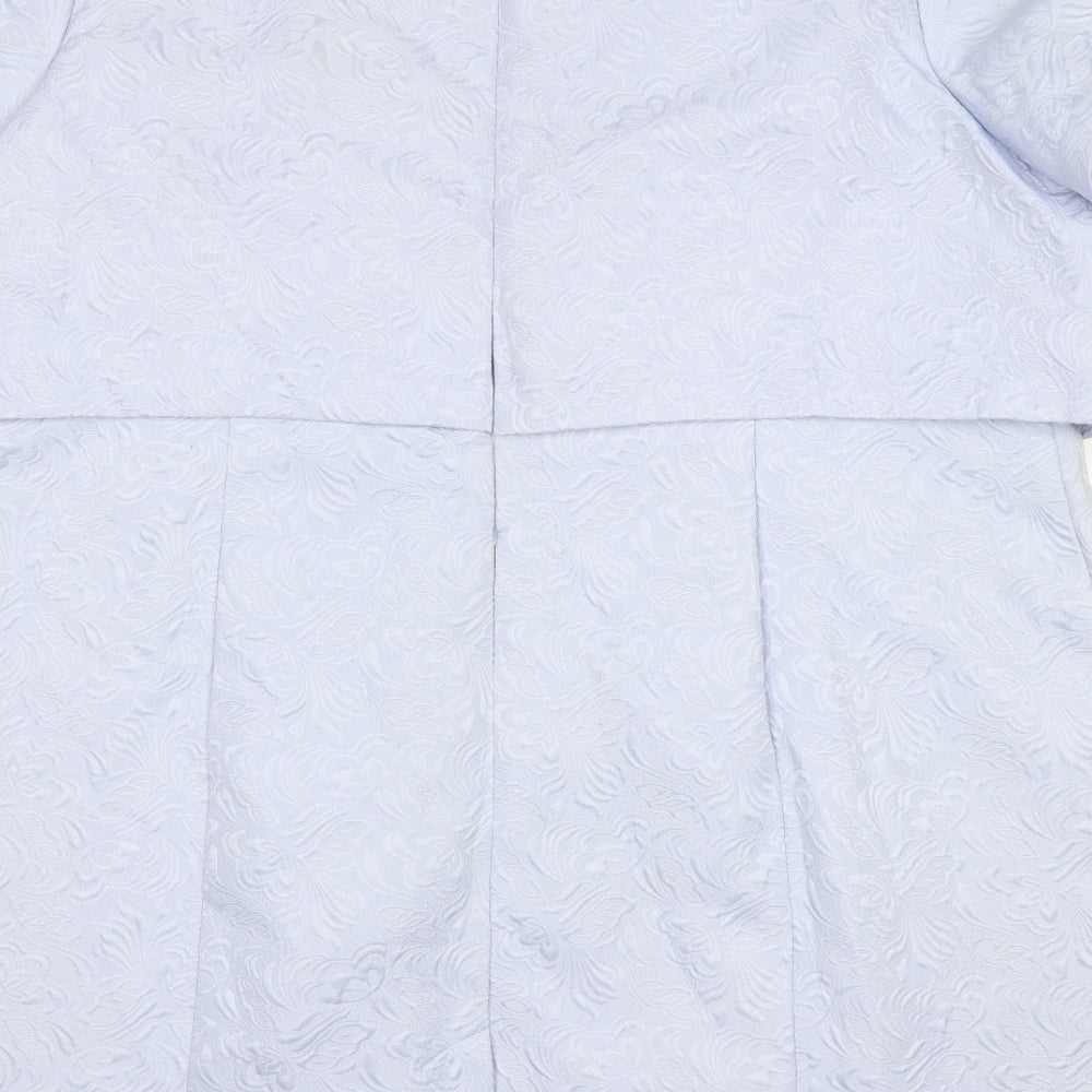 Simply Be Womens Blue Floral Polyester A-Line Size 16 Round Neck