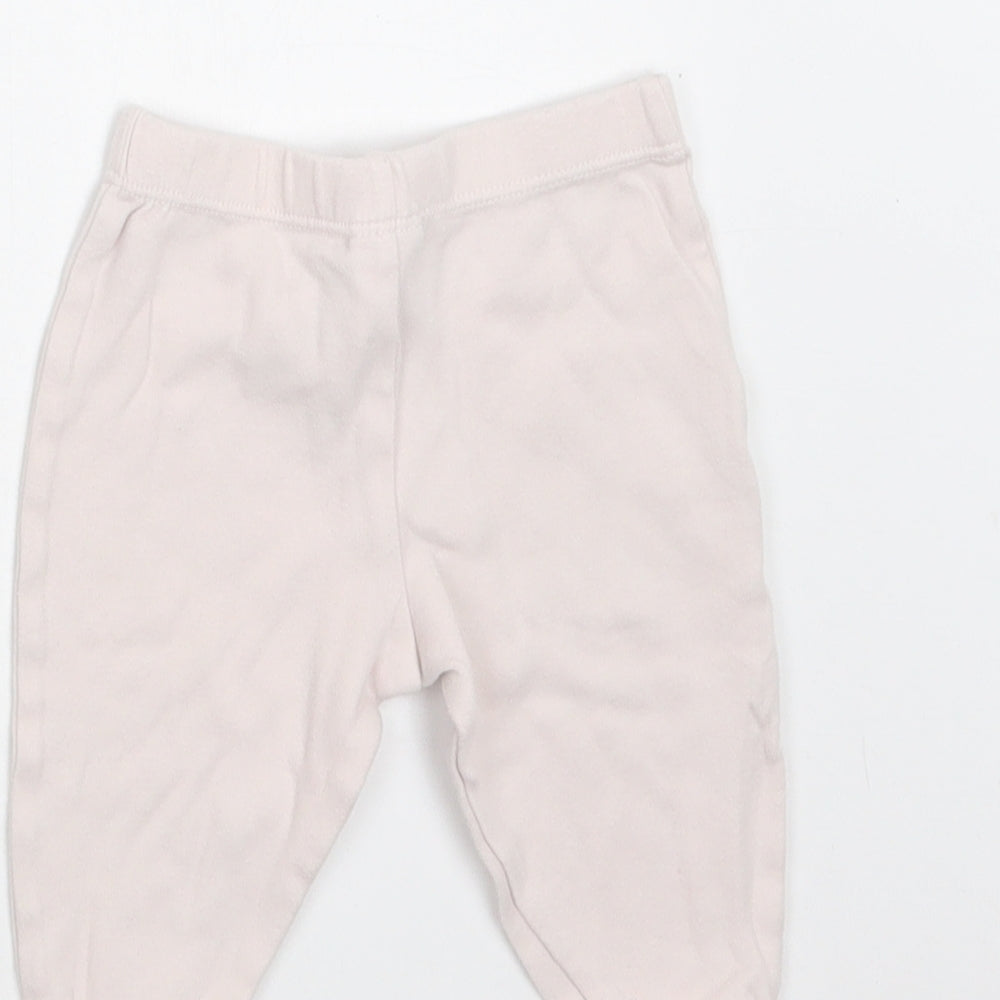 M&S Baby Pink Cotton Jogger Trousers Size 3-6 Months