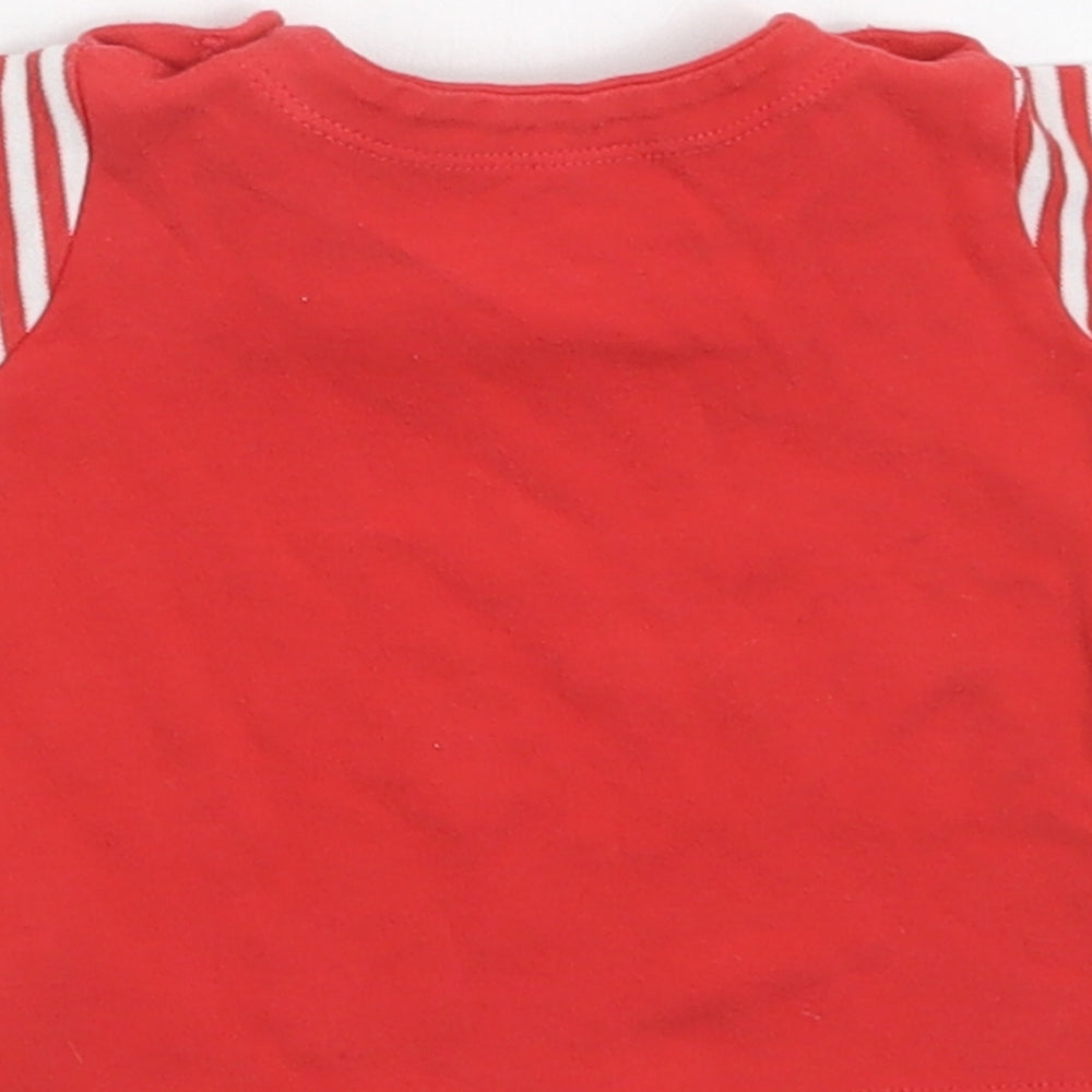 Mothercare Baby Red Striped Cotton Basic T-Shirt Size 0-3 Months Crew Neck Snap - Cool