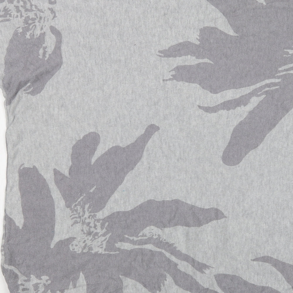 Viz a Viz Womens Grey Crew Neck Floral Viscose Tunic Jumper Size 14