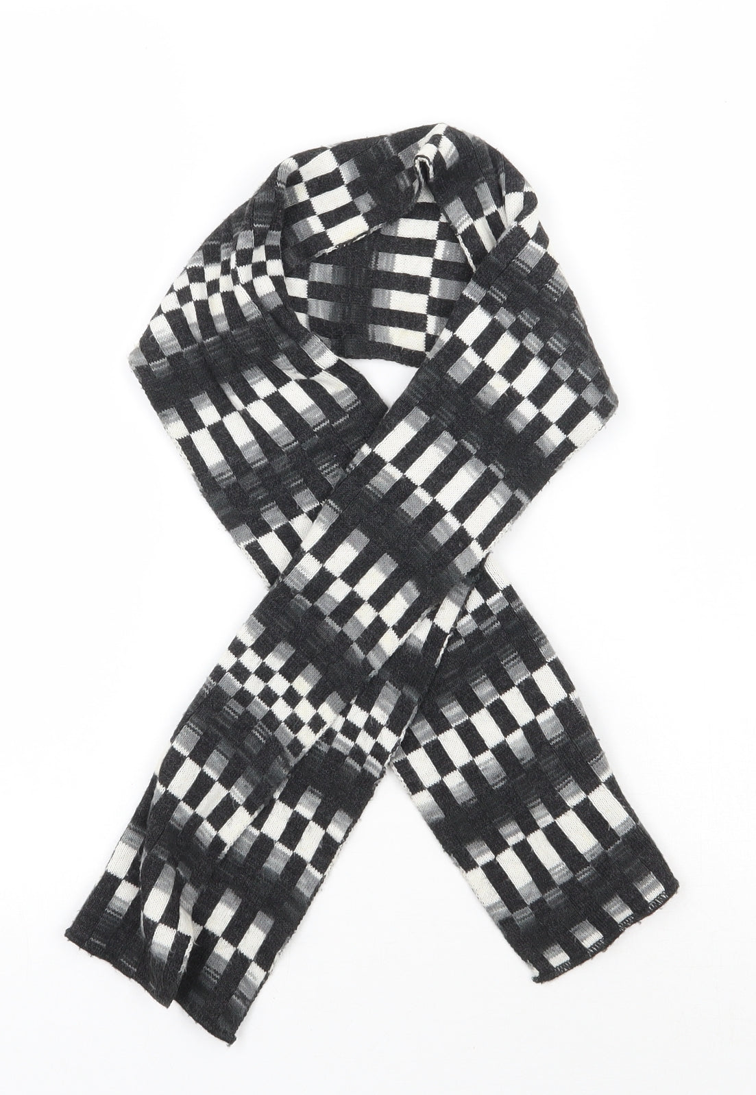 Preworn Mens Grey Geometric Acrylic Rectangle Scarf Scarf One Size