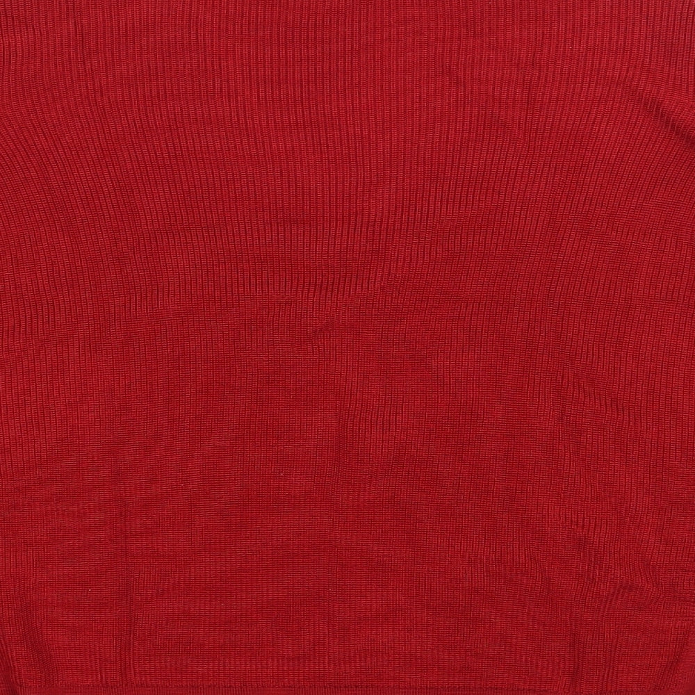 Marks and Spencer Womens Red V-Neck Viscose Pullover Jumper Size 20