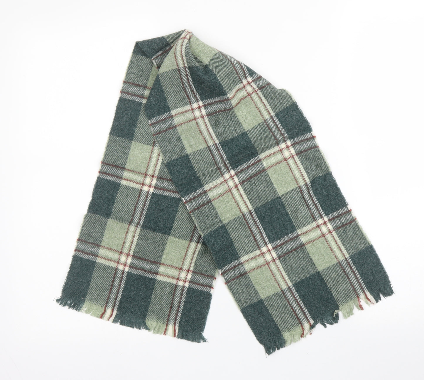 Sammy Mens Green Plaid Wool Scarf One Size