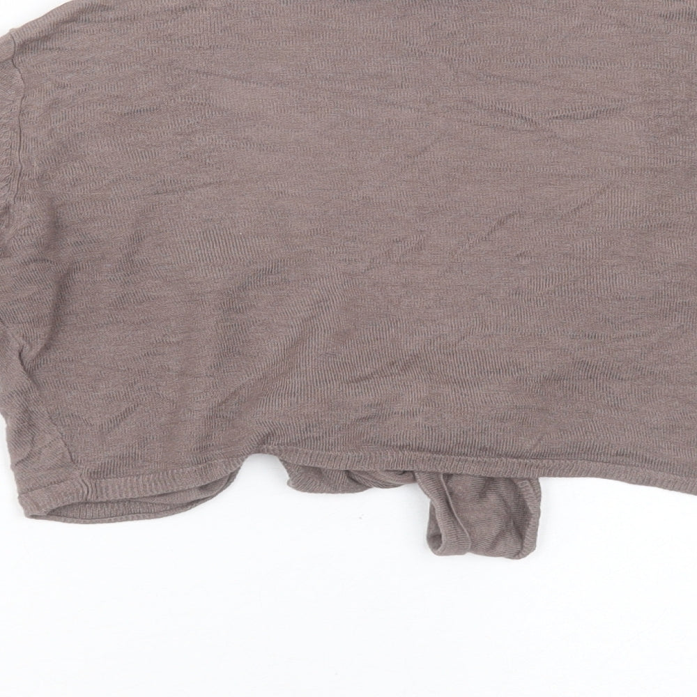 GREAT PLAINS Womens Brown V-Neck Viscose Shrug Jumper Size M - tie Front Detail