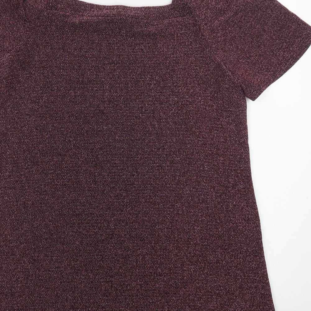 New Lok Womens Purple Nylon A-Line Size 12 Off the Shoulder