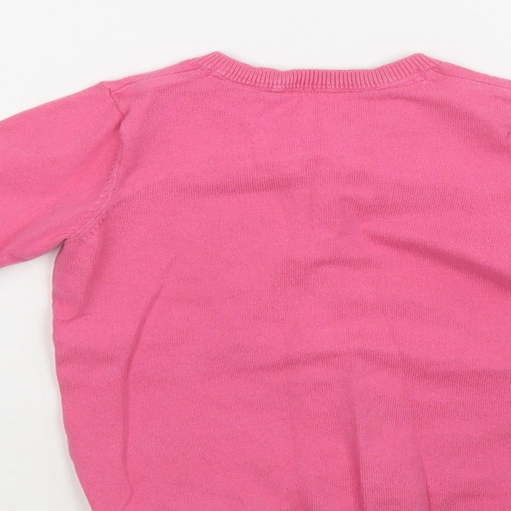 Mini Cub Girls Pink Crew Neck Cotton Cardigan Jumper Size 3-4 Years Button