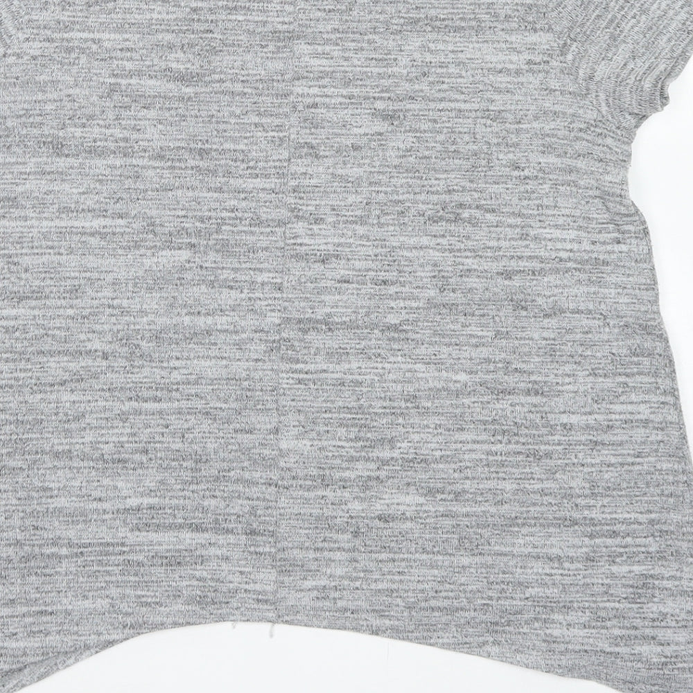 Matalan Girls Grey Polyester Basic T-Shirt Size 9 Years Crew Neck