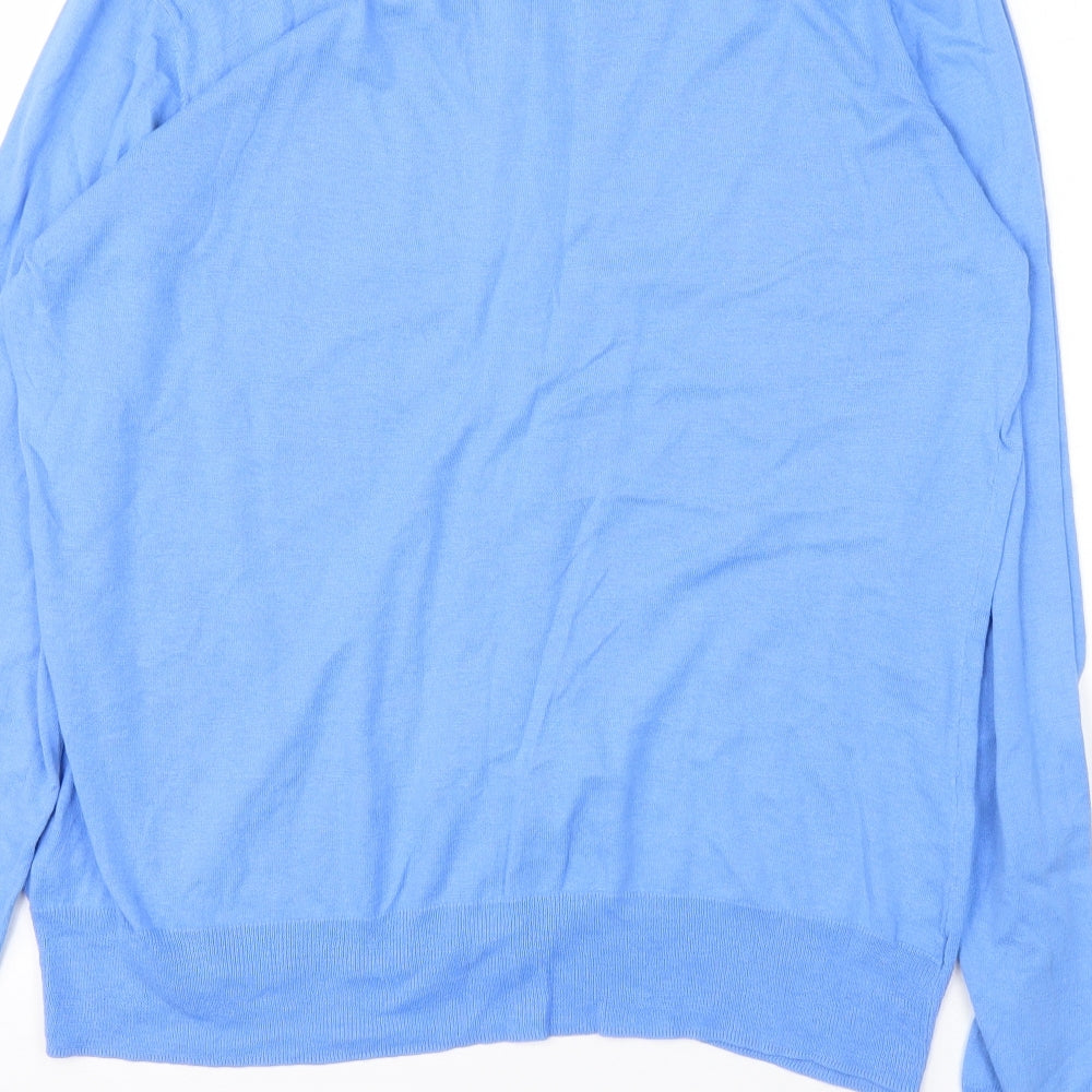 B. Young Womens Blue V-Neck Cotton Cardigan Jumper Size XL