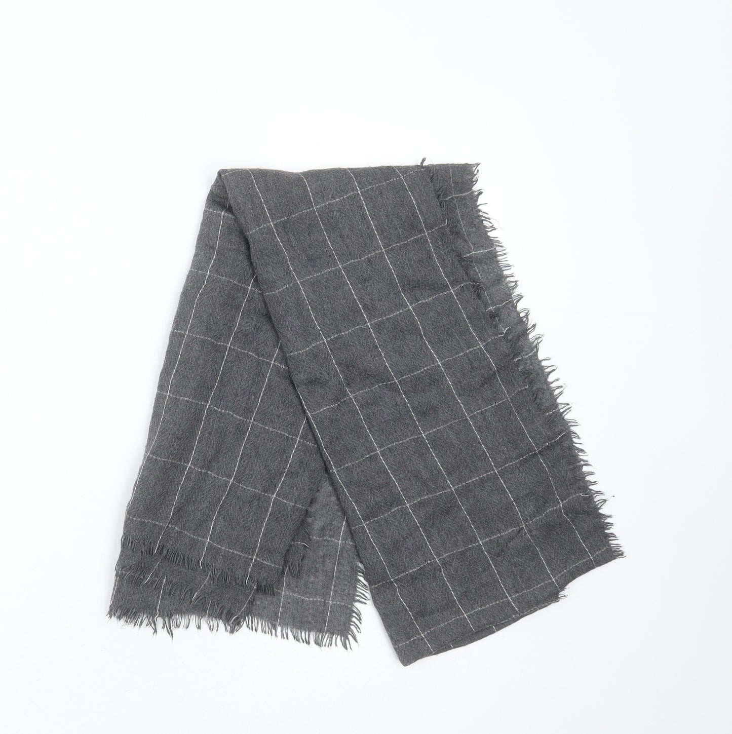 Preworn Womens Grey Check Polyester Scarf