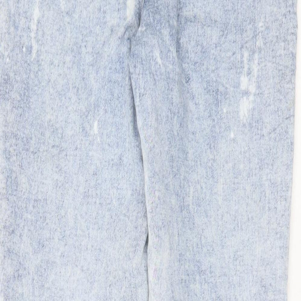Primark Womens Blue Cotton Skinny Jeans Size 14 L30 in Extra-Slim Zip