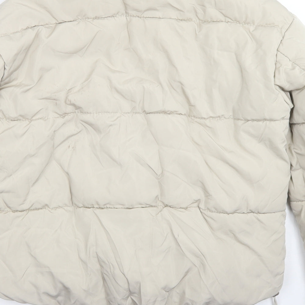 Primark Womens Beige Puffer Jacket Coat Size 2XS Zip