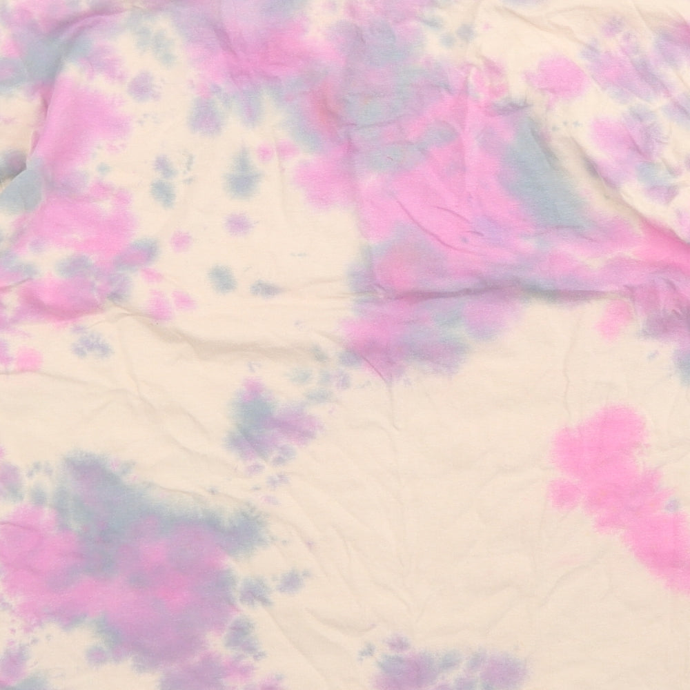 Primark Womens Pink Cotton Cropped T-Shirt Size XS Crew Neck - Tie Dye
