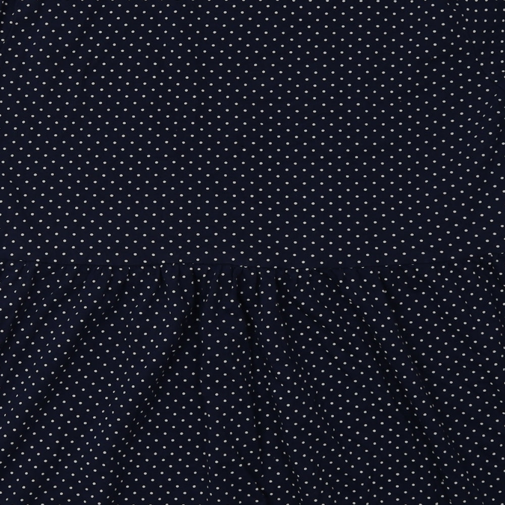 Sainsburys Womens Blue Polka Dot Cotton Basic T-Shirt Size 14 Crew Neck