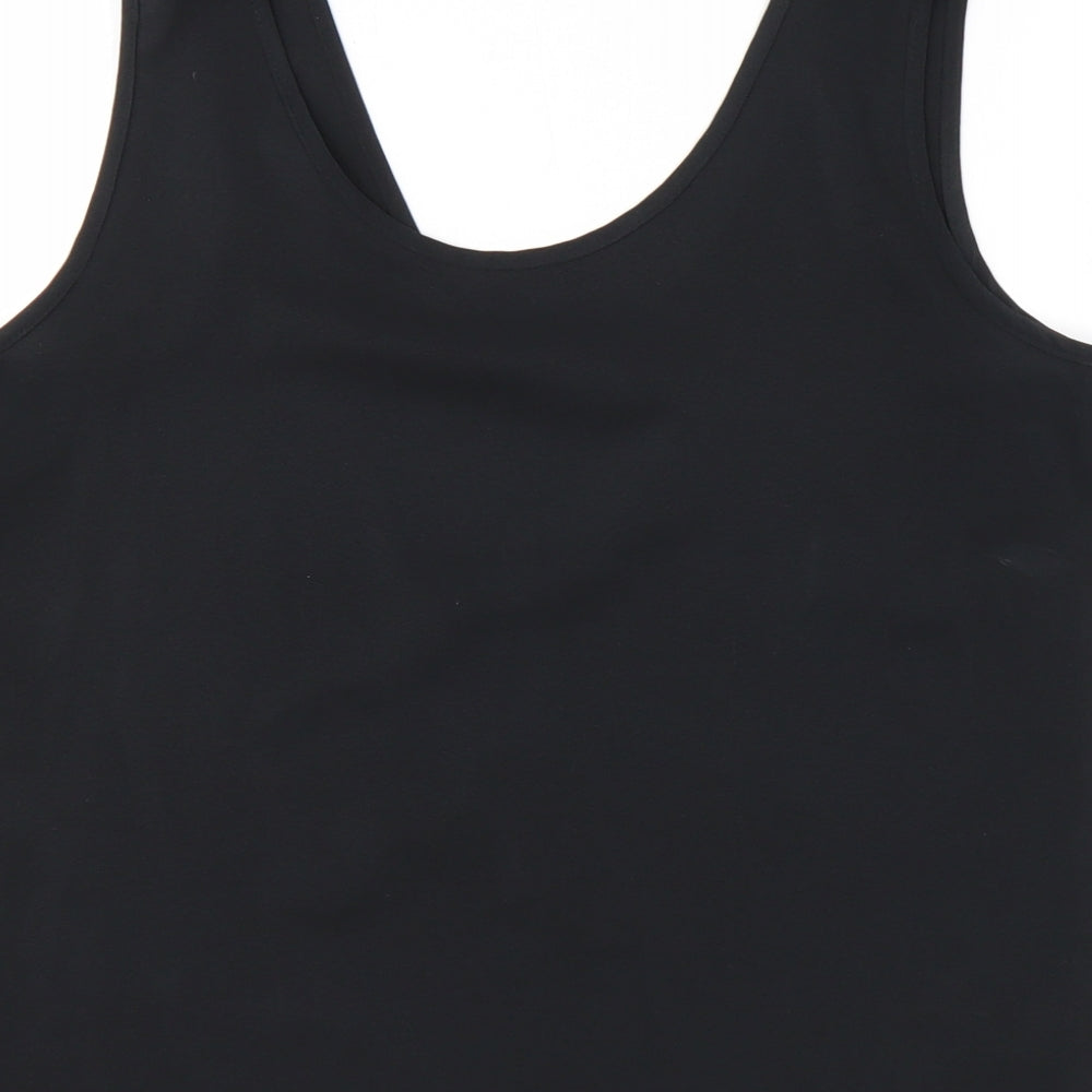 St Michael Womens Black Polyester Basic Tank Size 12 Round Neck