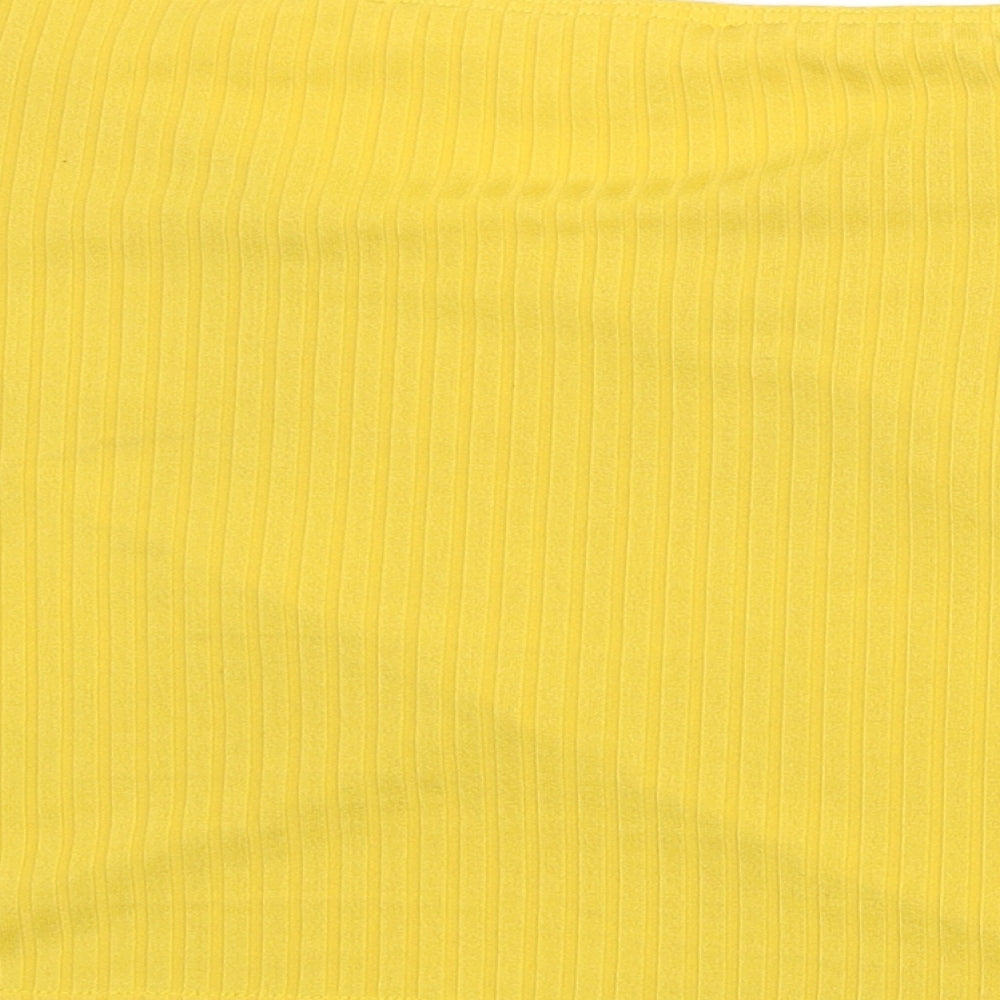 petites Womens Yellow Polyester Cropped T-Shirt Size 10 Scoop Neck - Summer