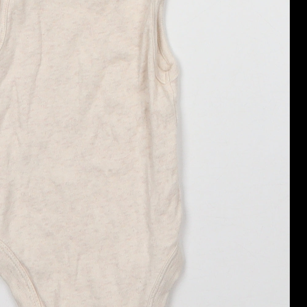 George Baby Beige Cotton Babygrow One-Piece Size 3-6 Months Snap