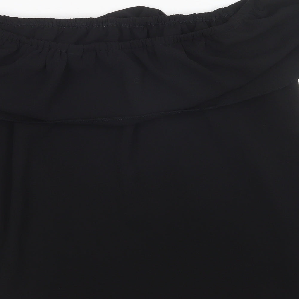 Dorothy Perkins Womens Black Polyester Basic Blouse Size 10 Off the Shoulder