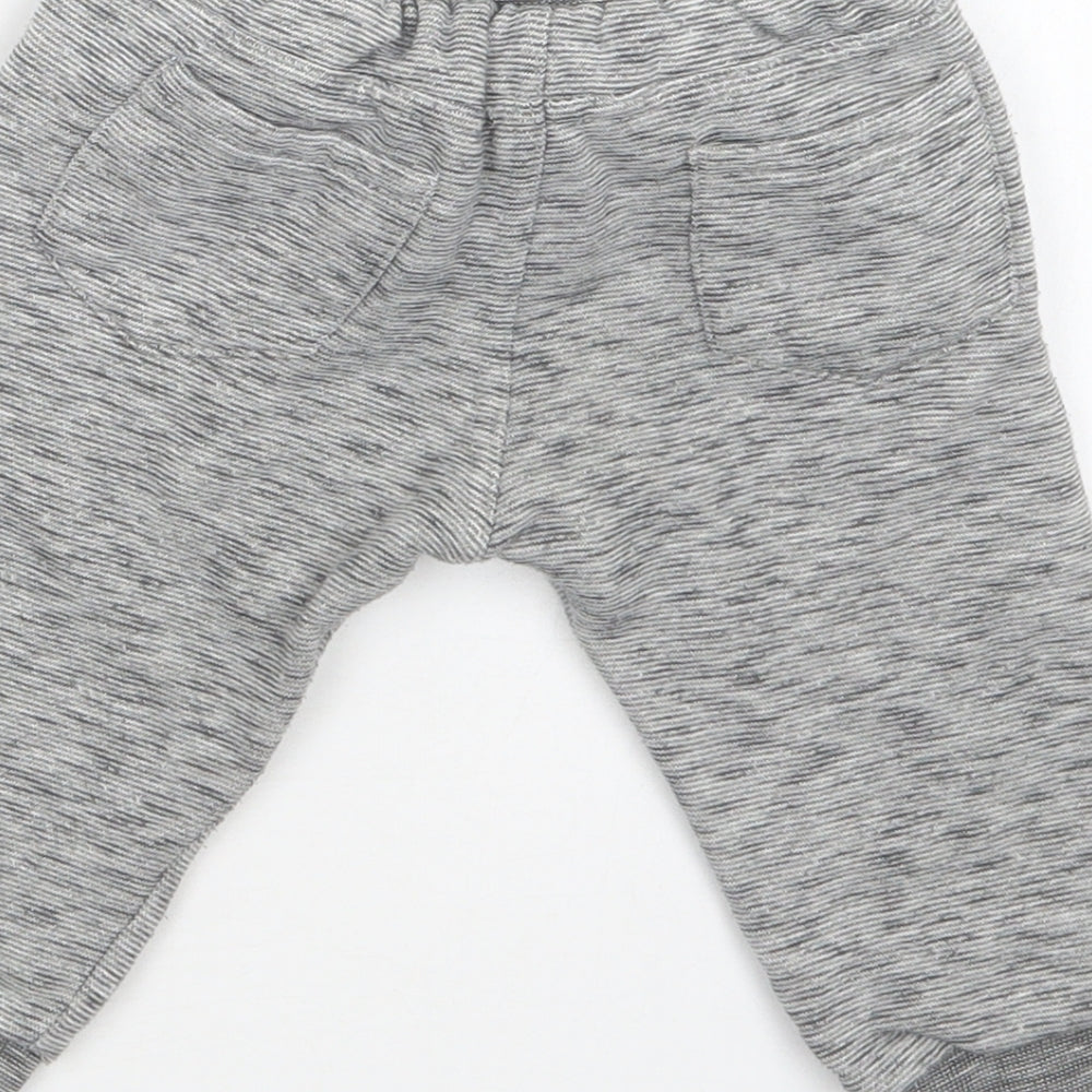 F&F Baby Grey Cotton Jogger Trousers Size 6-9 Months Drawstring