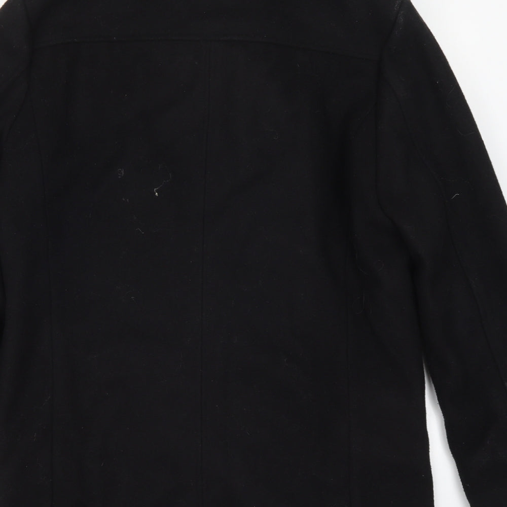 Primark Mens Black Overcoat Coat Size M Zip