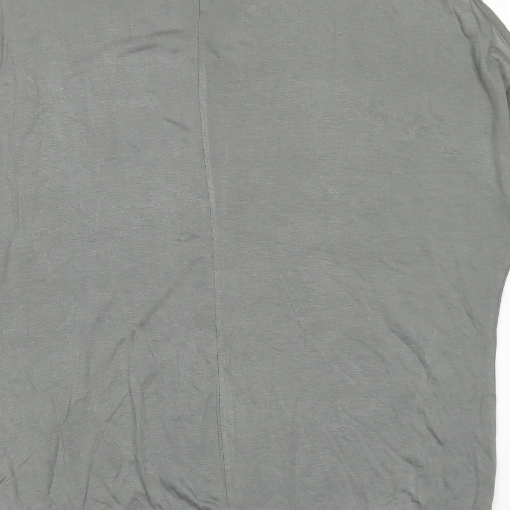 LASCANA Womens Grey Viscose Basic Blouse Size 14 Crew Neck - Feathers, Cold Shoulder