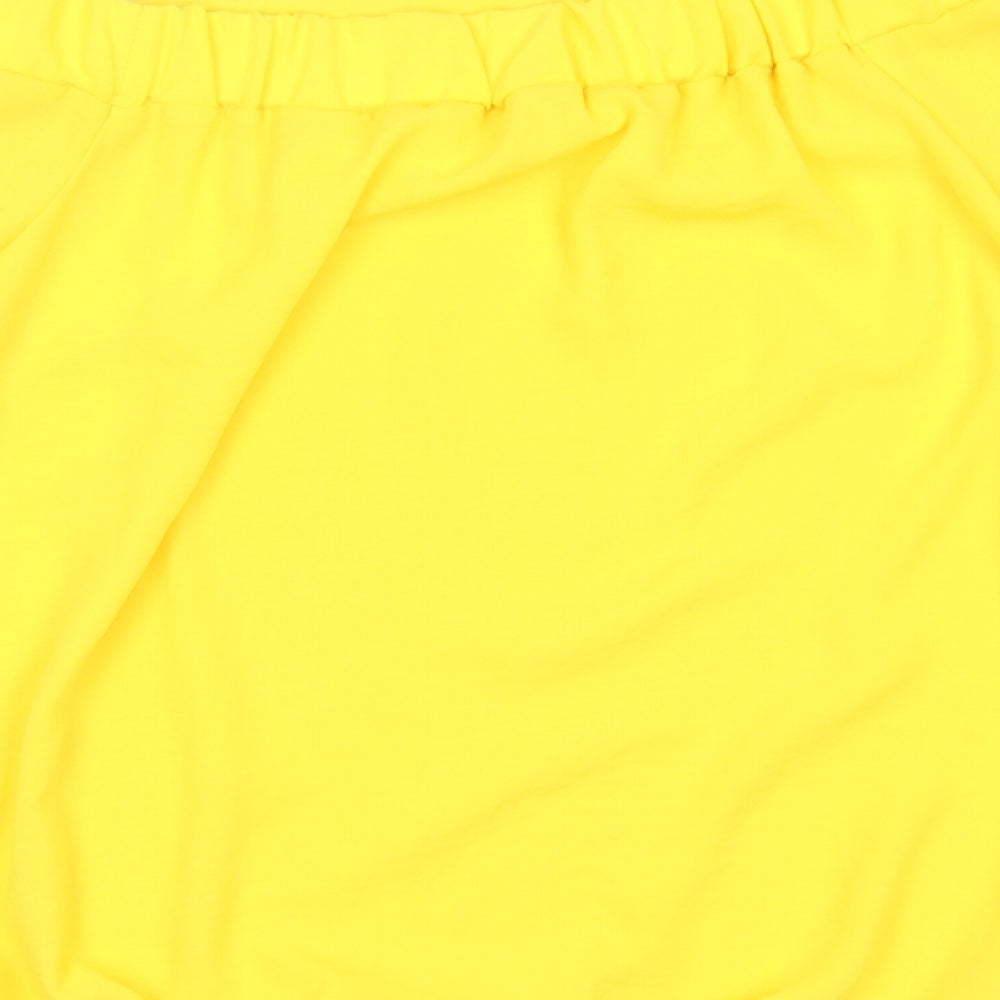 TU Womens Yellow Polyester Basic Blouse Size 14 Off the Shoulder
