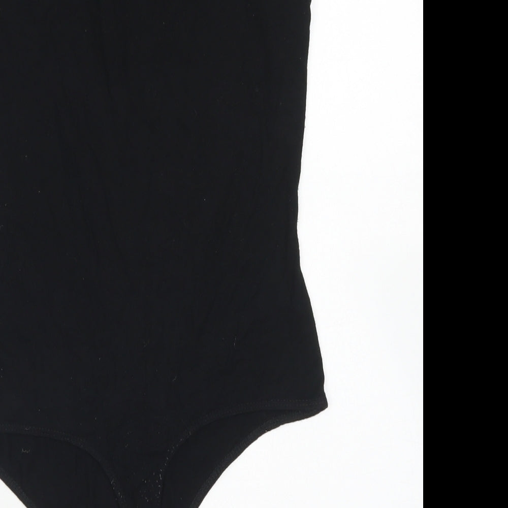 ASOS Womens Black Viscose Bodysuit One-Piece Size 8 Snap