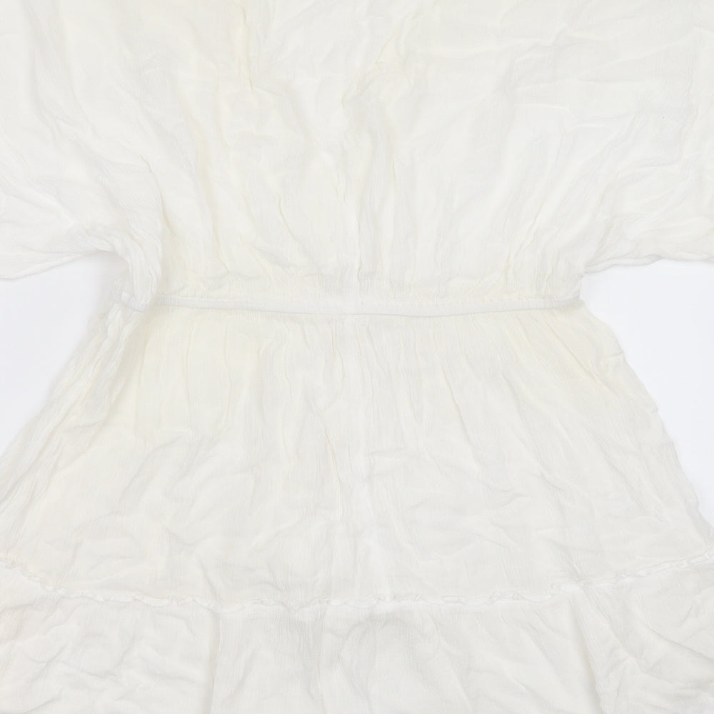 ASOS Womens White Viscose Basic Blouse Size 12 V-Neck