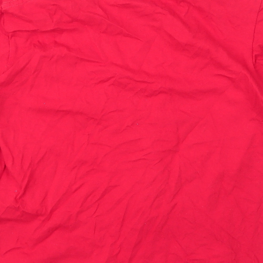 Casual Classics Girls Red Cotton Basic T-Shirt Size 12 Years Round Neck - Football