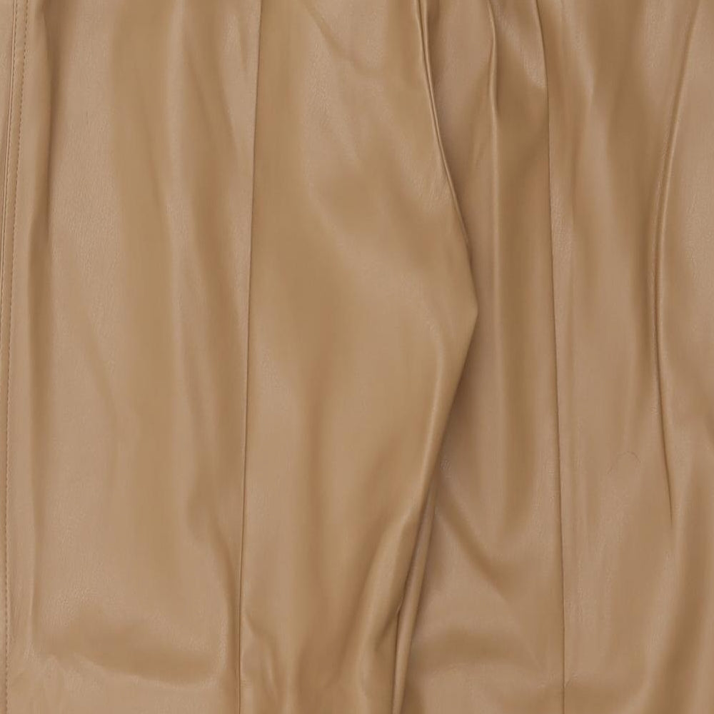 Marks and Spencer Womens Brown Polyurethane Trousers Size 16 L27 in Regular