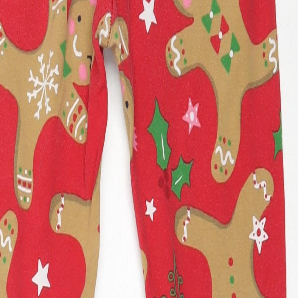 TU Boys Red Cotton Capri Trousers Size 9 Months Regular - Christmas Gingerbread