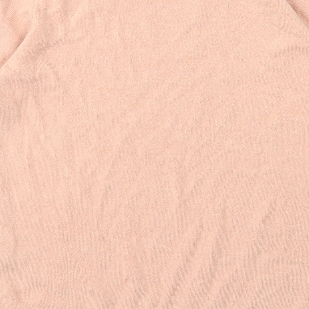 M&S Womens Pink Acrylic Basic Blouse Size 6 Round Neck