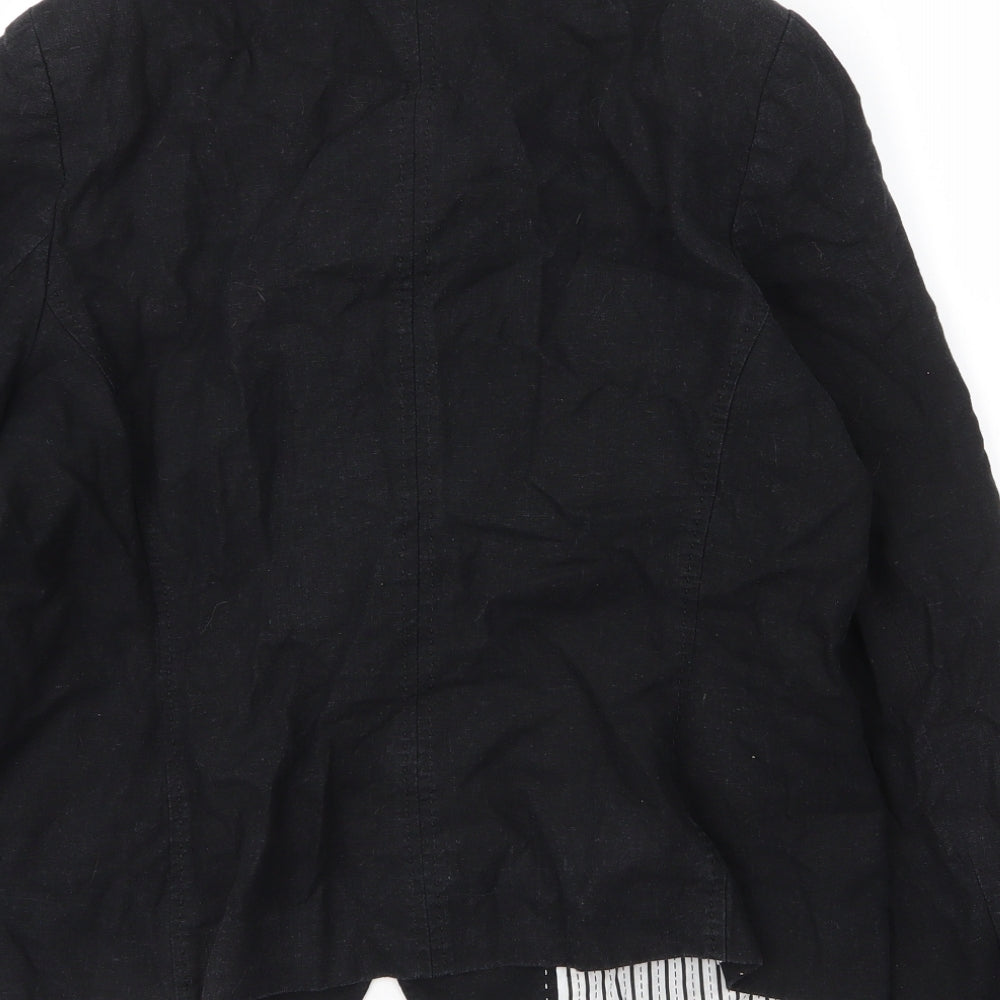 Preworn Womens Black Linen Jacket Blazer Size L