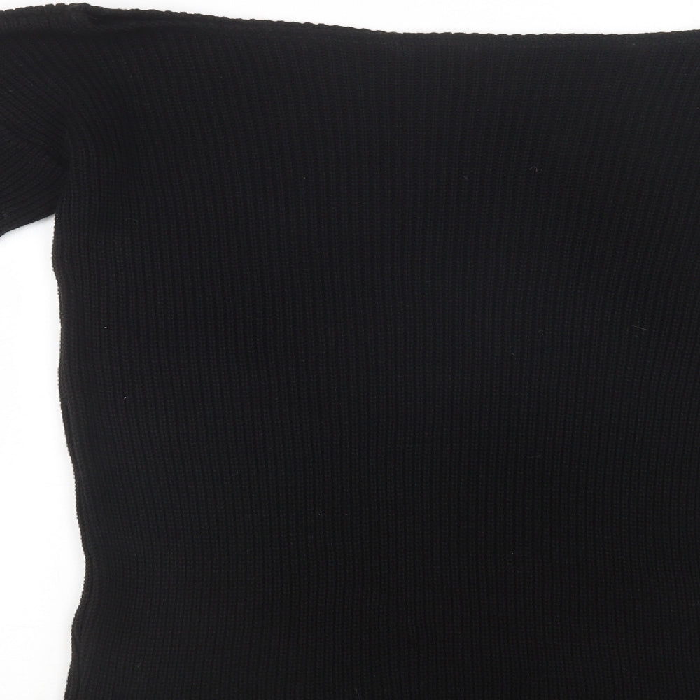 PRETTYLITTLETHING Womens Black Acrylic Jumper Dress Size S Off the Shoulder