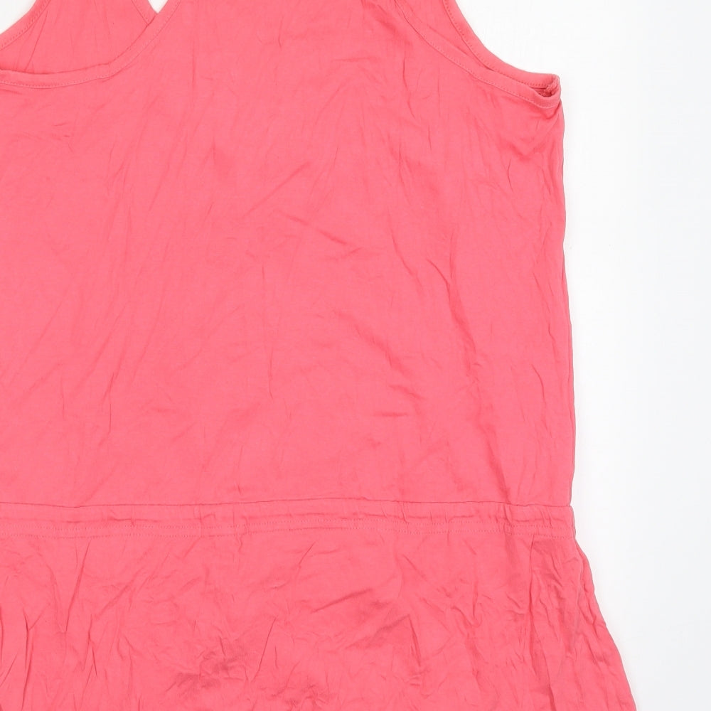 F&F Womens Pink Cotton Basic Tank Size L Round Neck