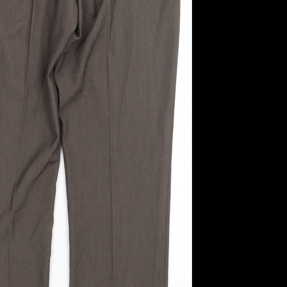 Marks and Spencer Womens Green Polyester Trousers Size 14 L30 in Regular
