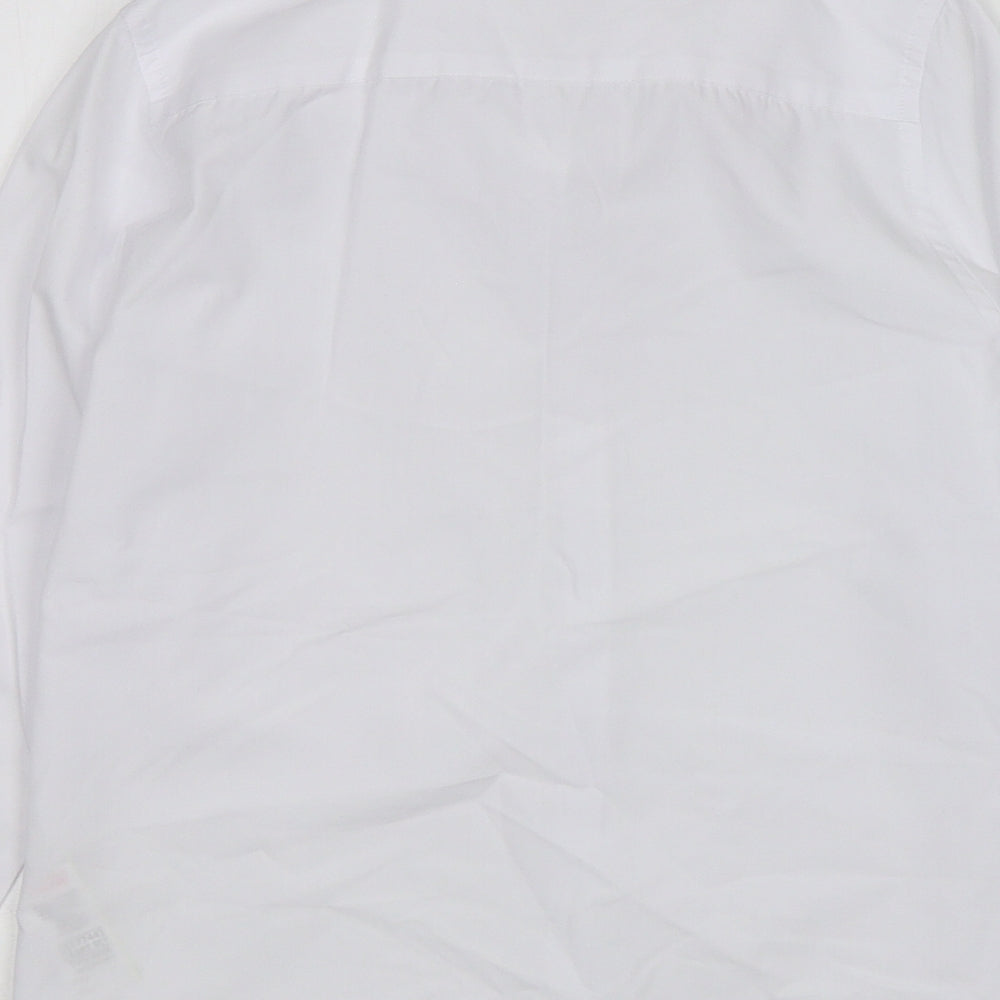 M&S Girls White Cotton Basic Button-Up Size 9-10 Years Collared