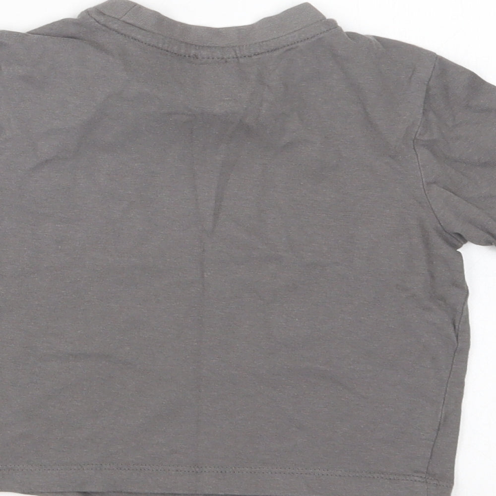 Preworn Girls Green Cotton Basic T-Shirt Size 2 Years Crew Neck - Dino