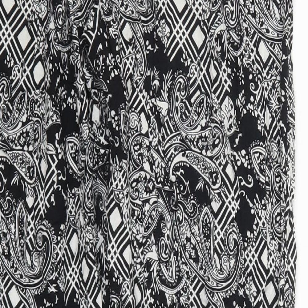 Osha Womens Black Paisley Viscose Trousers Size 28 in L26 in Regular Drawstring