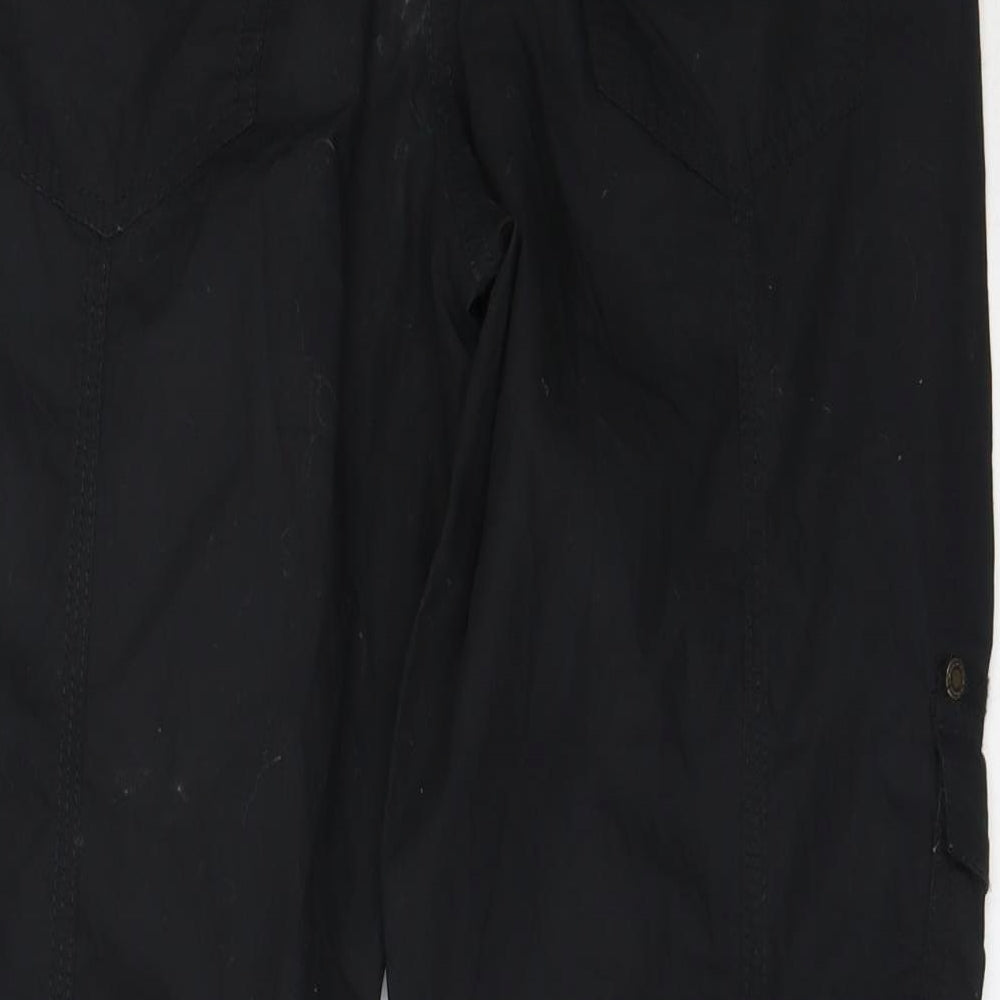 Yessica Womens Black Cotton Cropped Trousers Size 36 L24 in Regular