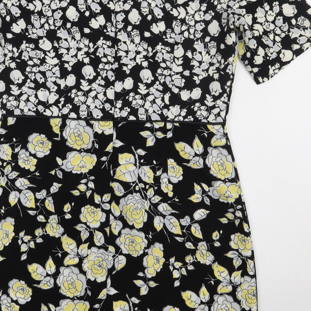 Oasis Womens Multicoloured Floral Polyester A-Line Size 12 Crew Neck Zip