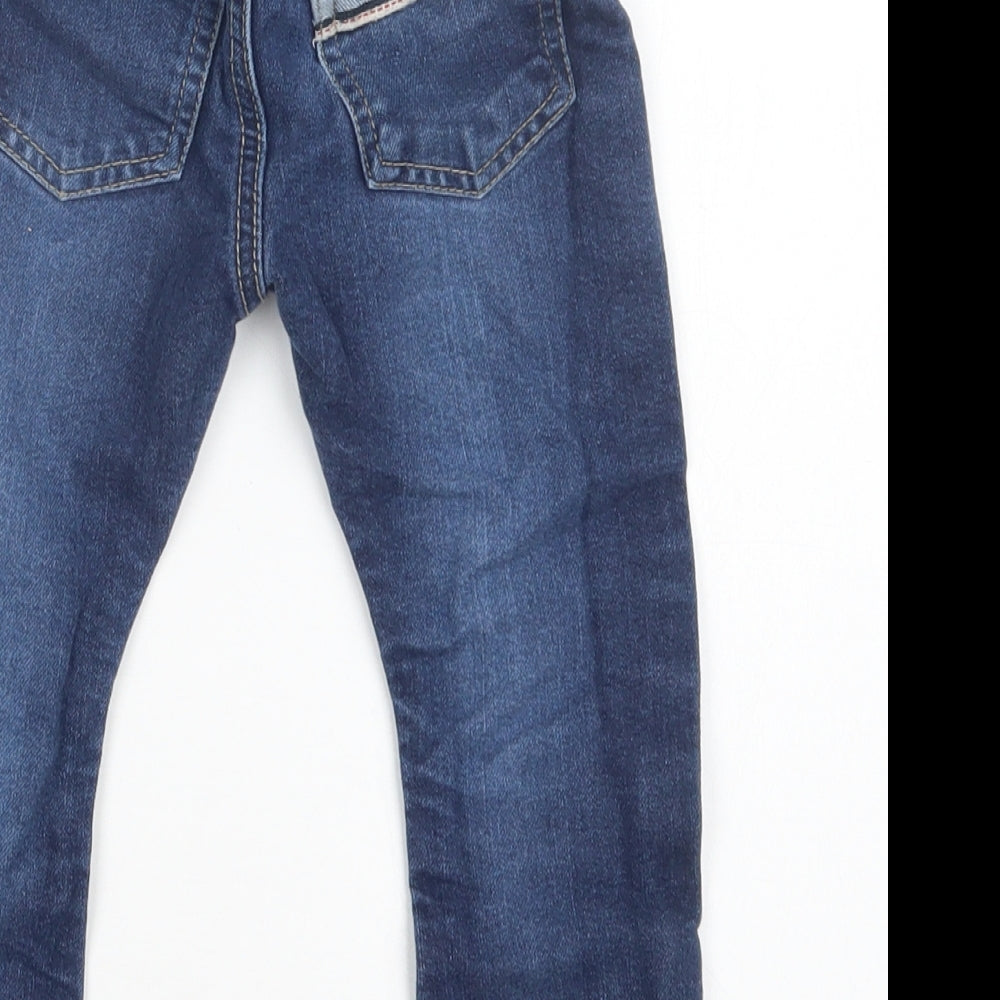Matalan Boys Blue Cotton Skinny Jeans Size 2-3 Years Regular Button