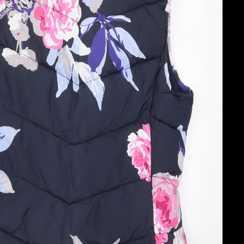 Joules Womens Multicoloured Floral Gilet Coat Size 14 Zip