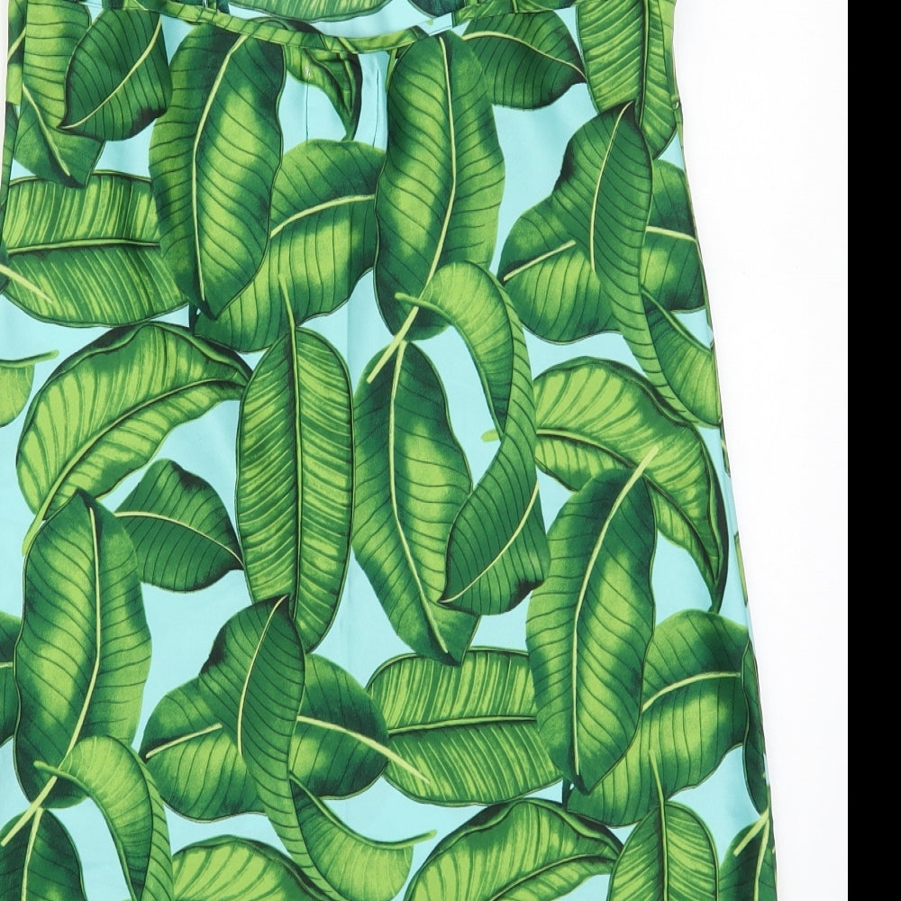 Matalan Womens Green Floral Polyester Top Dress Size 12 - Leaf Prints