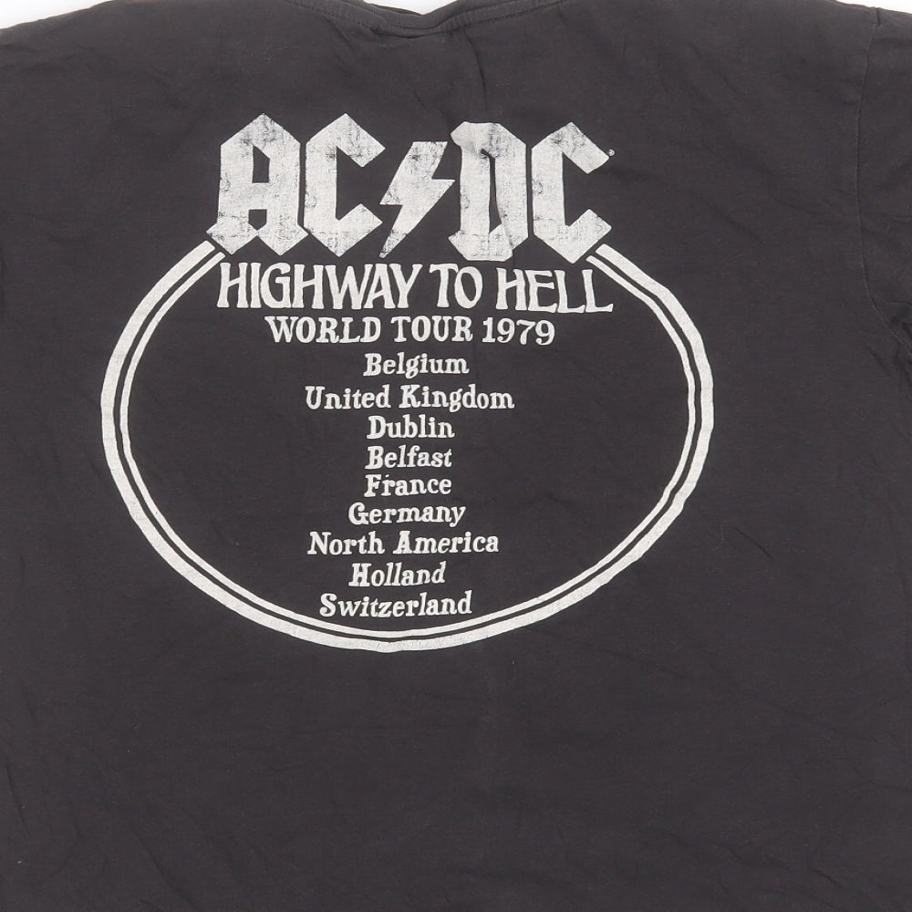 H&M Womens Grey Cotton Basic T-Shirt Size S Round Neck - ACDC