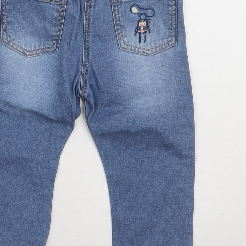 NEXT Girls Blue Cotton Capri Jeans Size 12-18 Months Tie
