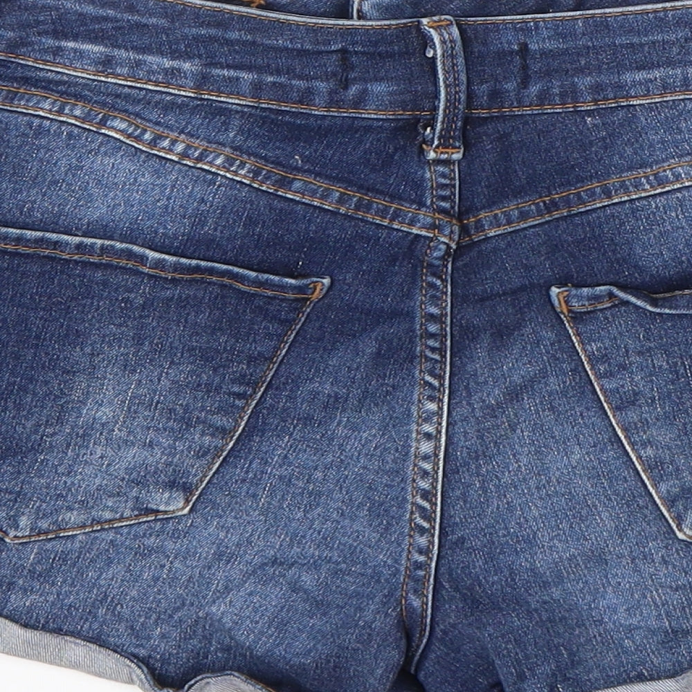 Preworn Womens Blue Cotton Hot Pants Shorts Size 30 in Regular Button