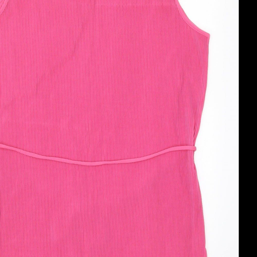 Marks and Spencer Womens Pink Polyester Basic Tank Size 16 Round Neck