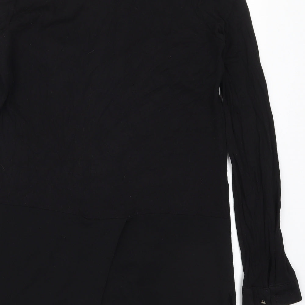 Marks and Spencer Womens Black Polyester Basic Button-Up Size 8 Collared