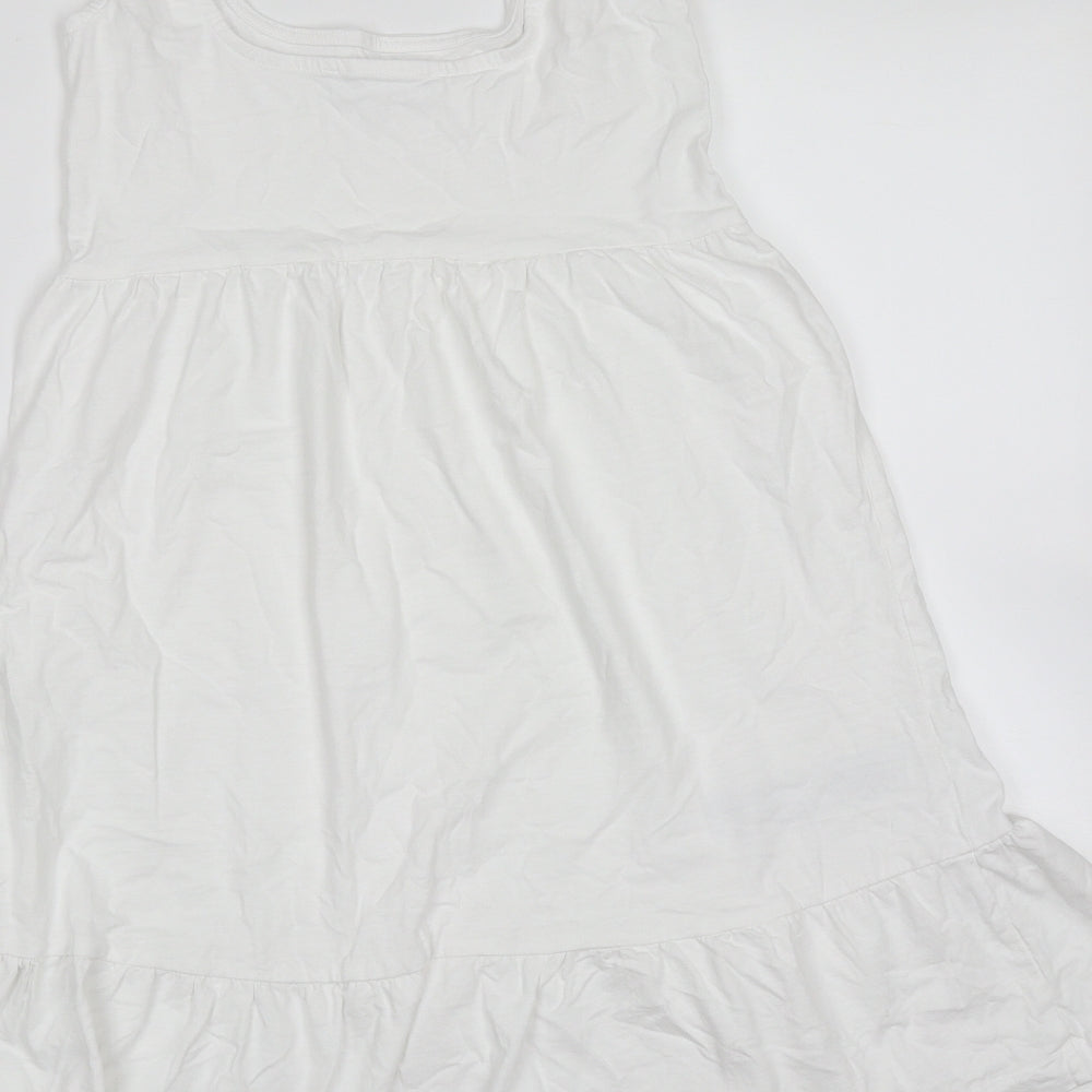 MNG Womens White Cotton Trapeze & Swing Size 2XS Round Neck
